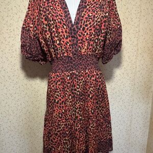 Betsey Johnson Red and Black Leopard-Print Mini Dress